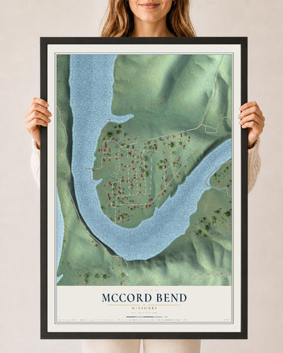 Map of McCord Bend, Missouri, 24 x 36 inch print in a black wood frame