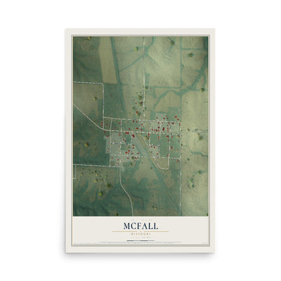 Map of McFall, Missouri, 12 x 18 inch unframed archival matte print