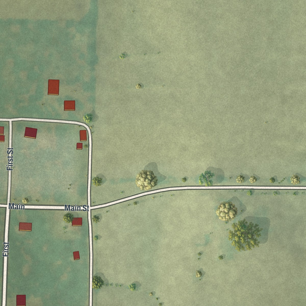 Second close-up of the map of McFall, Missouri print showing more streets and buildings
