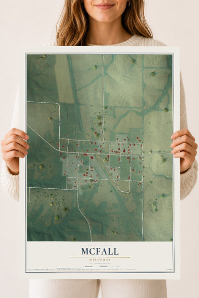 Map of McFall, Missouri, 18 x 24 inch unframed archival matte print