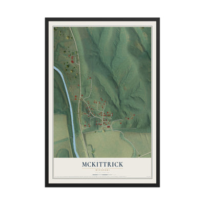 Map of McKittrick, Missouri, 12 x 18 inch print in a black wood frame