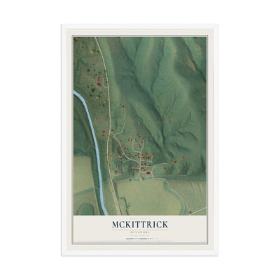 Map of McKittrick, Missouri, 12 x 18 inch print in a white wood frame