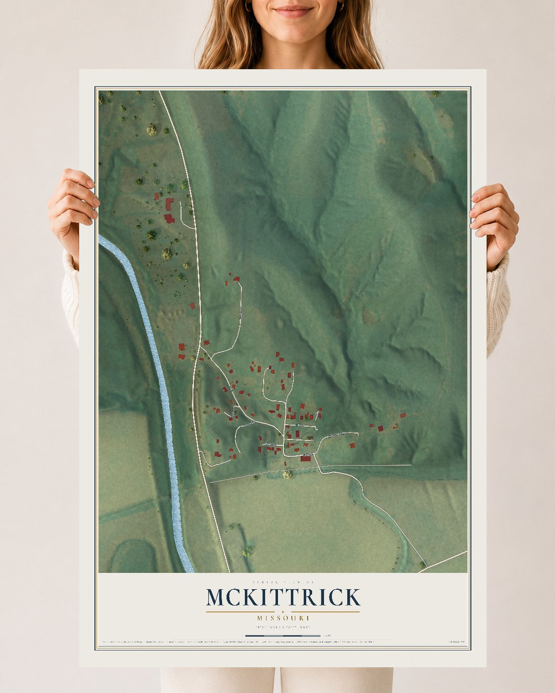 Map of McKittrick, Missouri, 24 x 36 inch unframed archival matte print