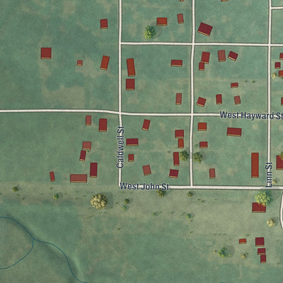 Second close-up of the map of Meadville, Missouri print showing more streets and buildings