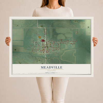Map of Meadville, Missouri, 24 x 36 inch unframed archival matte print