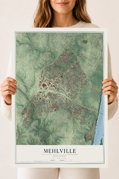 Map of Mehlville, Missouri, 18 x 24 inch unframed archival matte print