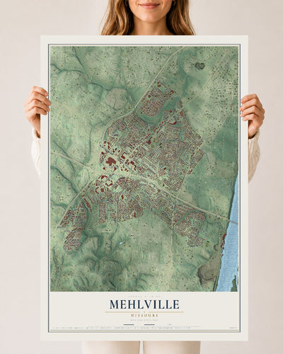 Map of Mehlville, Missouri, 24 x 36 inch unframed archival matte print