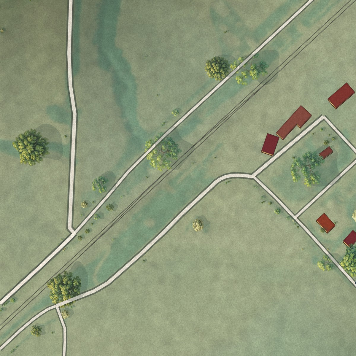 Second close-up of the map of Mendon, Missouri print showing more streets and buildings