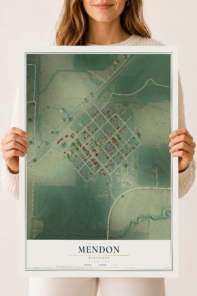 Map of Mendon, Missouri, 18 x 24 inch unframed archival matte print