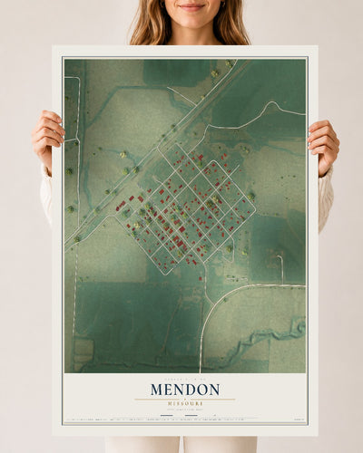 Map of Mendon, Missouri, 24 x 36 inch unframed archival matte print