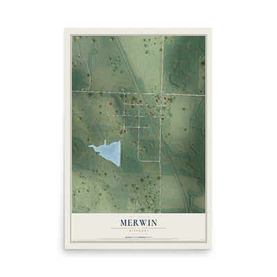 Map of Merwin, Missouri, 12 x 18 inch unframed archival matte print