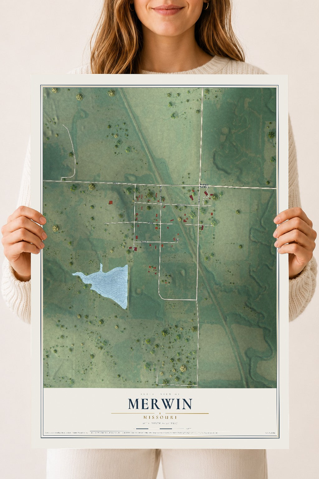Map of Merwin, Missouri, 18 x 24 inch unframed archival matte print