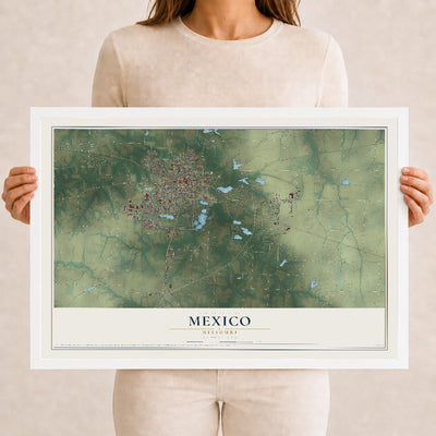 Map of Mexico, Missouri, 12 x 18 inch print in a white wood frame
