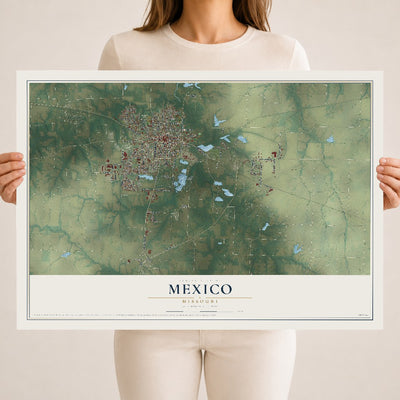 Map of Mexico, Missouri, 18 x 24 inch unframed archival matte print