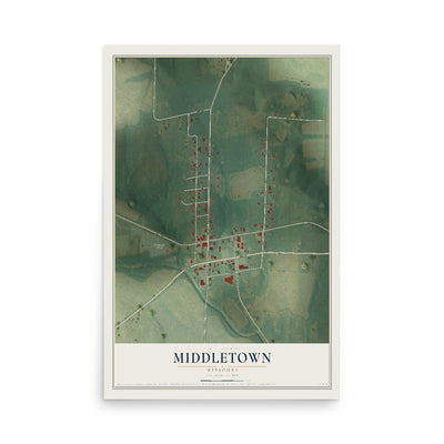 Map of Middletown, Missouri, 12 x 18 inch unframed archival matte print