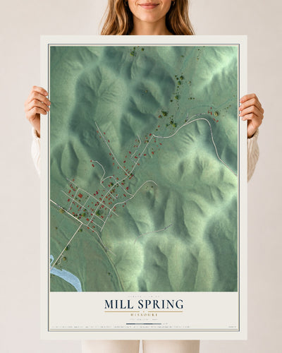 Map of Mill Spring, Missouri, 24 x 36 inch unframed archival matte print