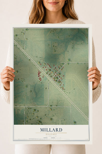 Map of Millard, Missouri, 18 x 24 inch unframed archival matte print