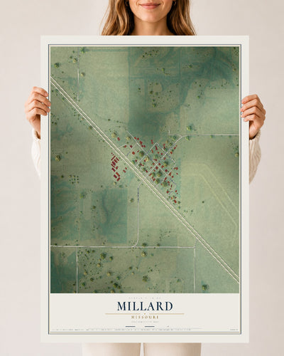 Map of Millard, Missouri, 24 x 36 inch unframed archival matte print