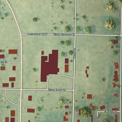 Second close-up of the map of Miller, Missouri print showing more streets and buildings