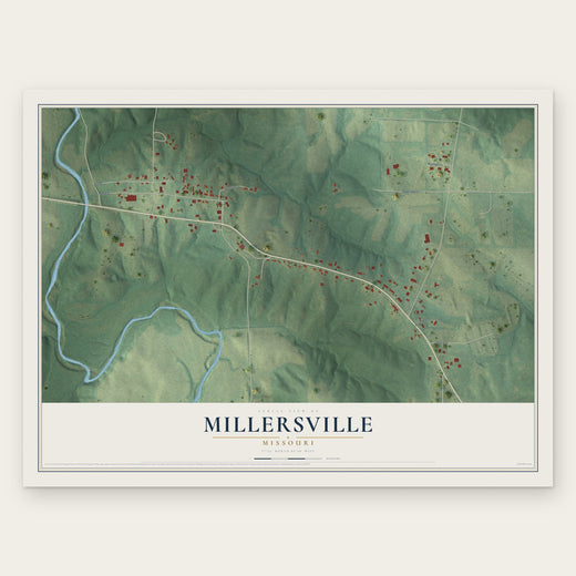 Millersville, Missouri map print, the full design