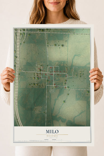 Map of Milo, Missouri, 18 x 24 inch unframed archival matte print