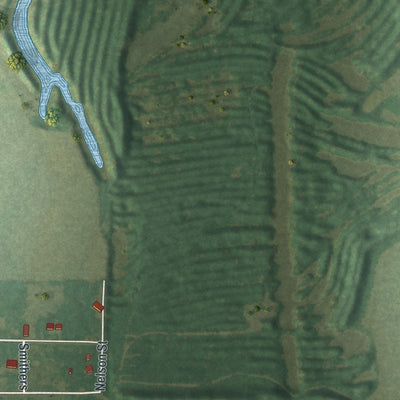 Second close-up of the map of Mindenmines, Missouri print showing more streets and buildings