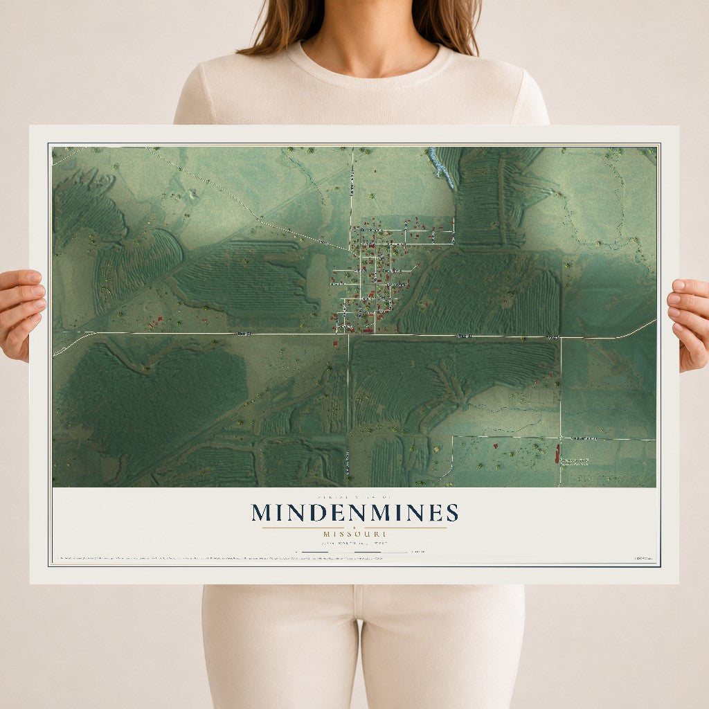 Map of Mindenmines, Missouri, 18 x 24 inch unframed archival matte print