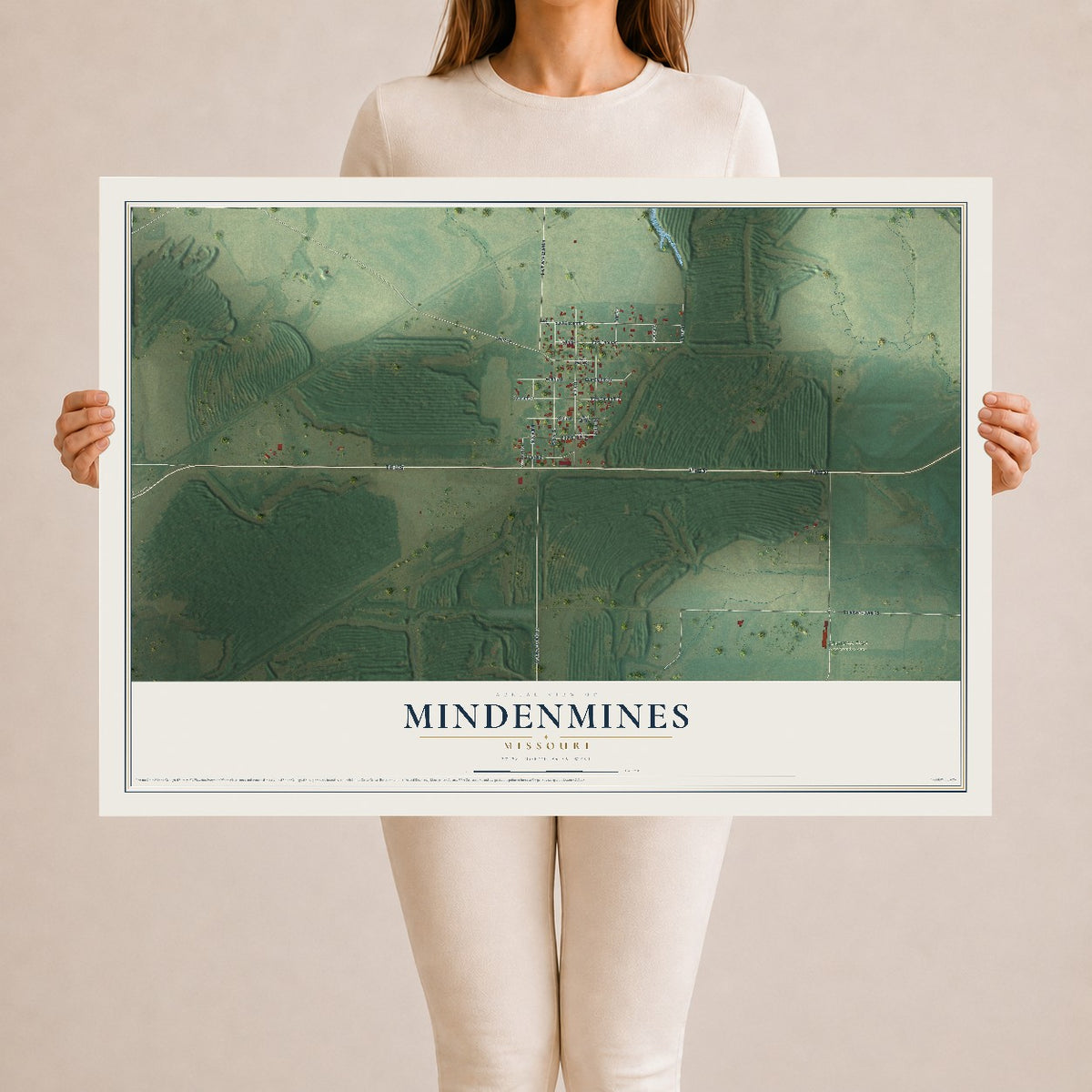 Map of Mindenmines, Missouri, 24 x 36 inch unframed archival matte print