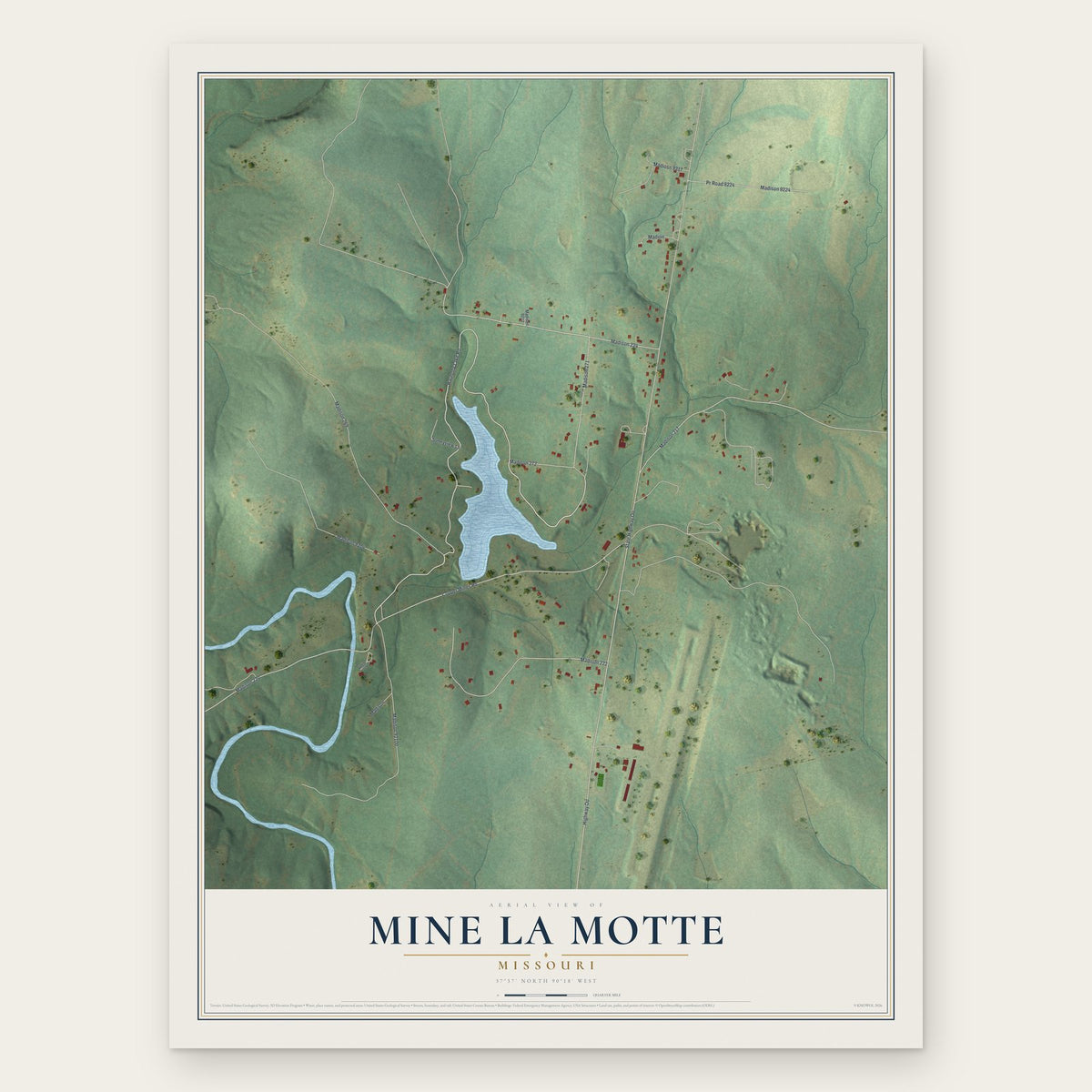 Mine La Motte, Missouri map print, the full design