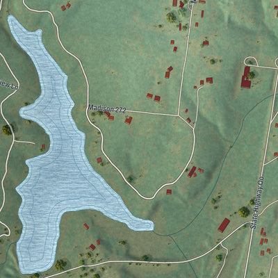 Close-up of the map of Mine La Motte, Missouri print showing street and building detail