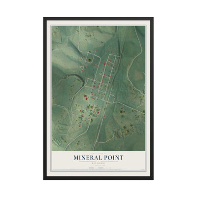 Map of Mineral Point, Missouri, 12 x 18 inch print in a black wood frame
