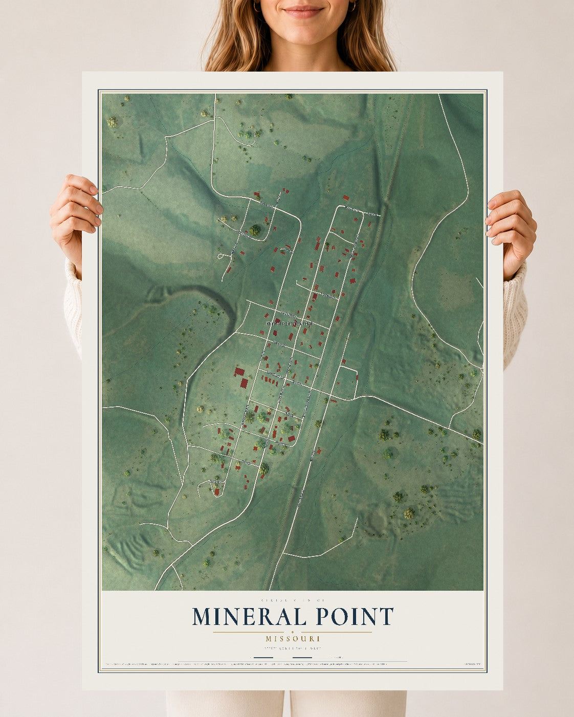 Map of Mineral Point, Missouri, 24 x 36 inch unframed archival matte print