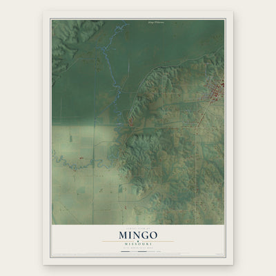 Mingo, Missouri map print, the full design