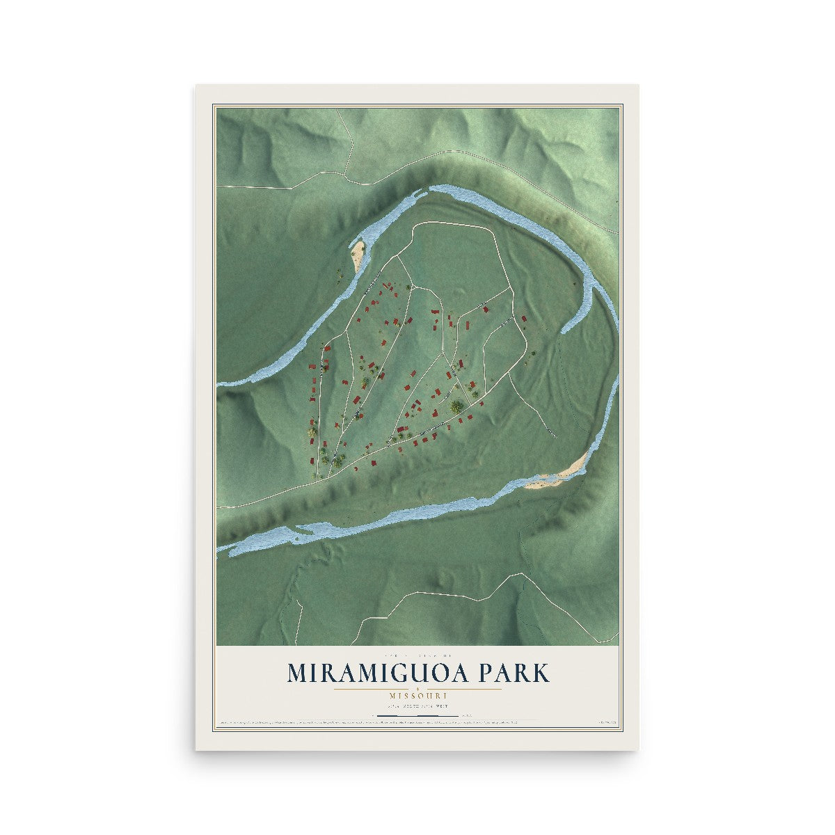 Map of Miramiguoa Park, Missouri, 12 x 18 inch unframed archival matte print