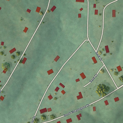 Close-up of the map of Miramiguoa Park, Missouri print showing street and building detail