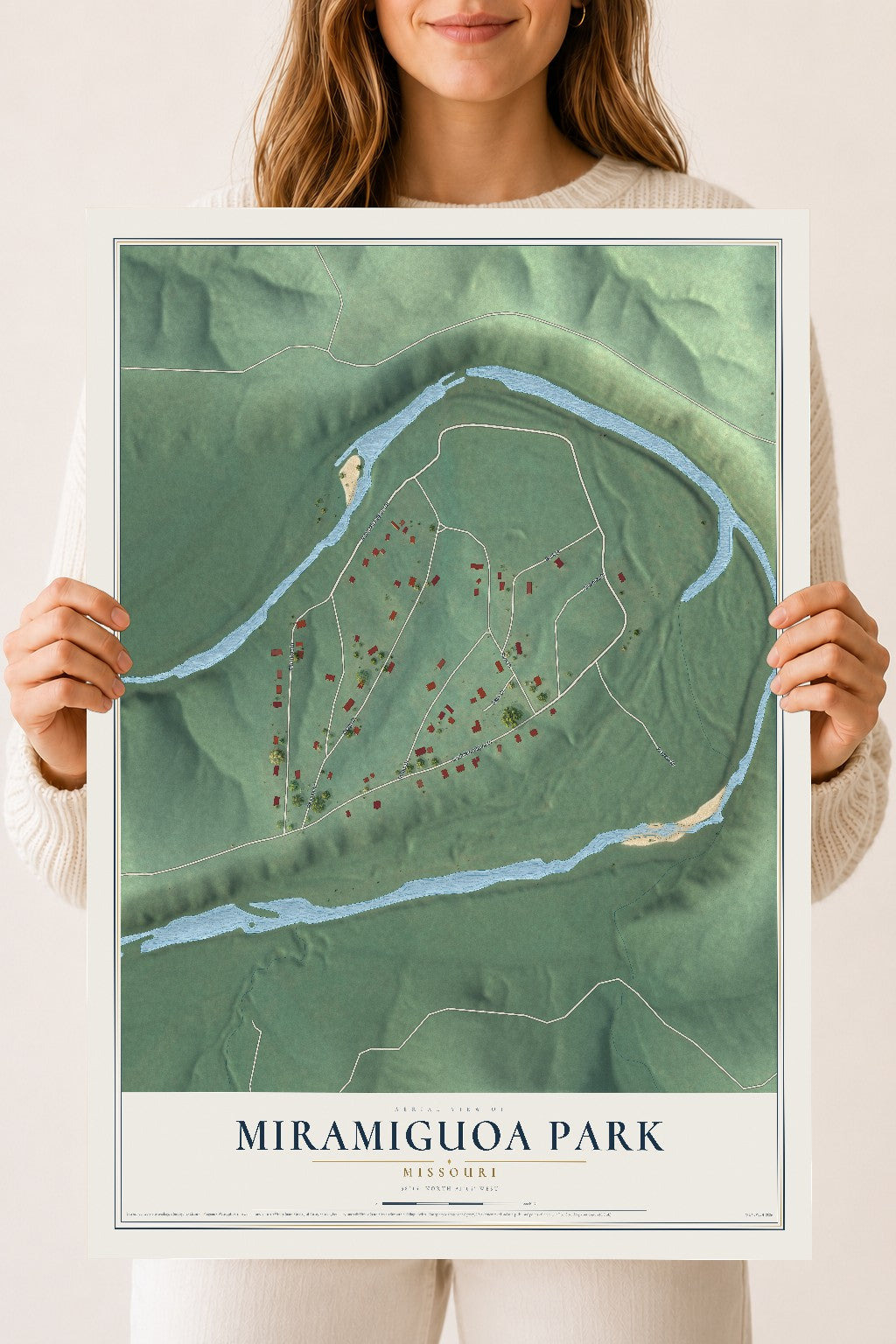 Map of Miramiguoa Park, Missouri, 18 x 24 inch unframed archival matte print