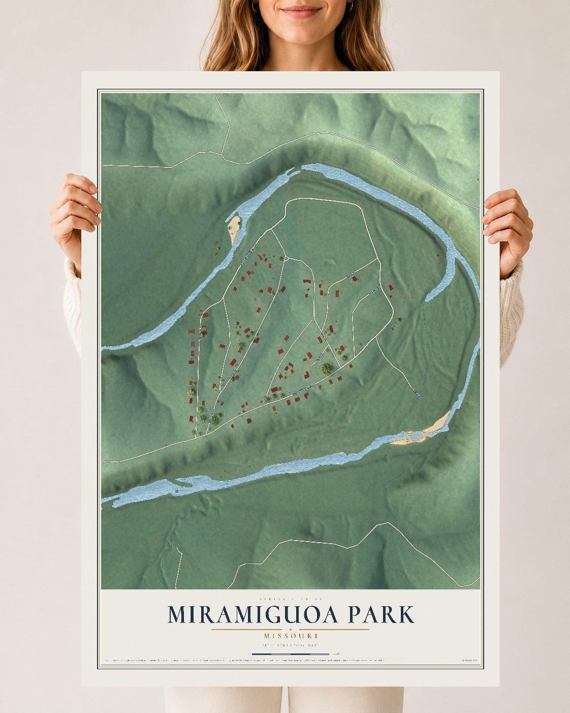 Map of Miramiguoa Park, Missouri, 24 x 36 inch unframed archival matte print
