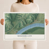 Map of Missouri City, Missouri, 12 x 18 inch unframed archival matte print