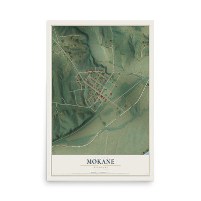 Map of Mokane, Missouri, 12 x 18 inch unframed archival matte print