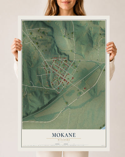 Map of Mokane, Missouri, 24 x 36 inch unframed archival matte print