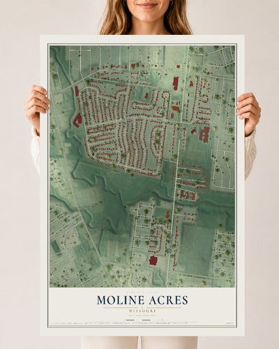 Map of Moline Acres, Missouri, 24 x 36 inch unframed archival matte print