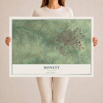 Map of Monett, Missouri, 24 x 36 inch unframed archival matte print