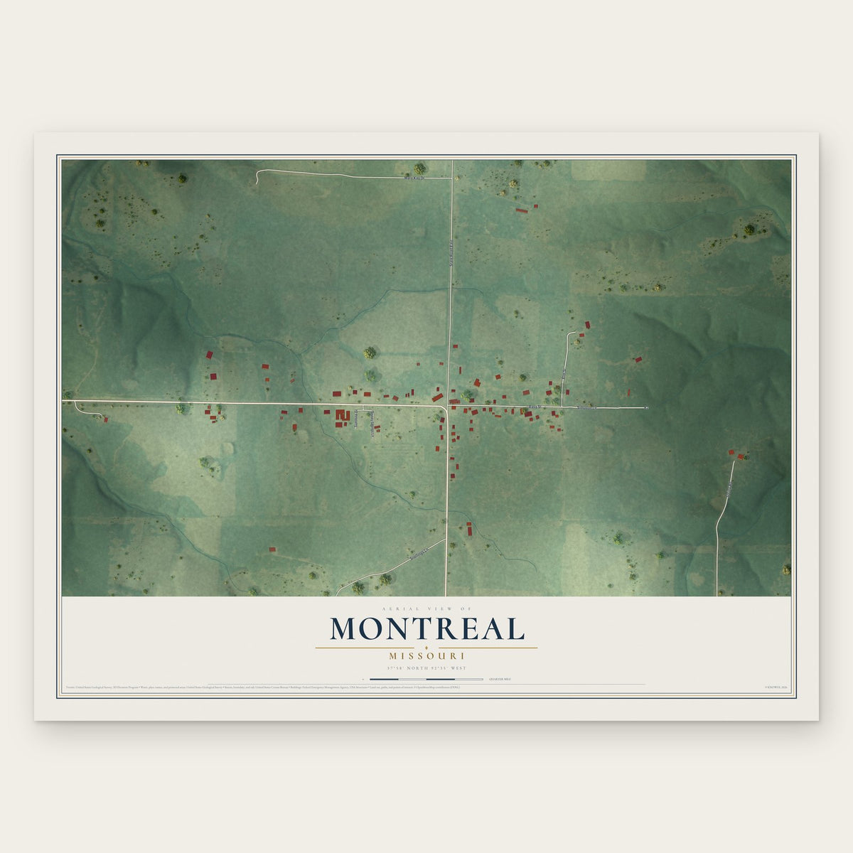 Montreal, Missouri map print, the full design