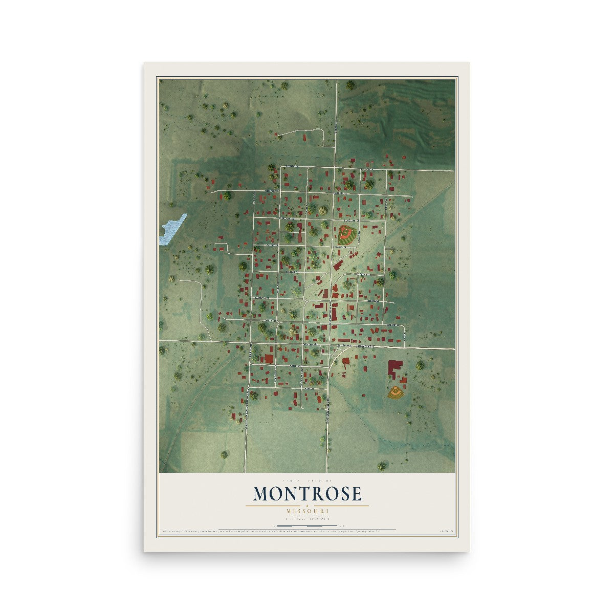 Map of Montrose, Missouri, 12 x 18 inch unframed archival matte print