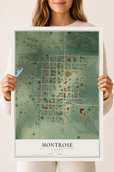 Map of Montrose, Missouri, 18 x 24 inch unframed archival matte print