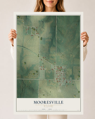 Map of Mooresville, Missouri, 24 x 36 inch unframed archival matte print