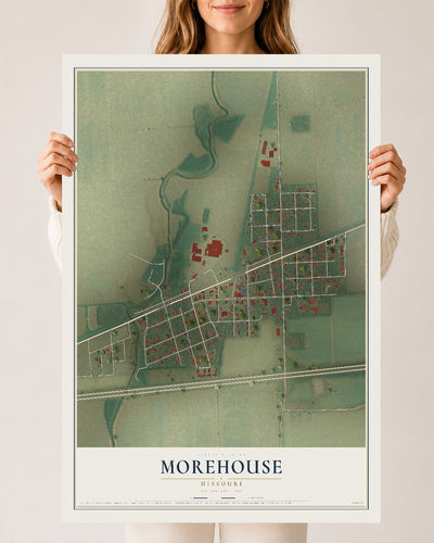 Map of Morehouse, Missouri, 24 x 36 inch unframed archival matte print