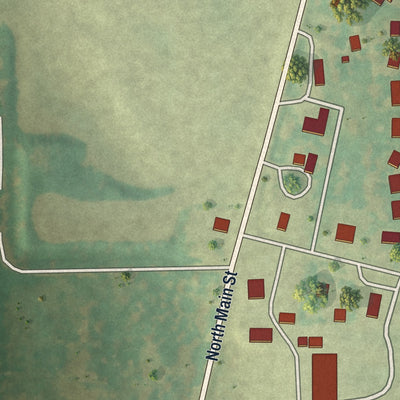 Second close-up of the map of Morley, Missouri print showing more streets and buildings