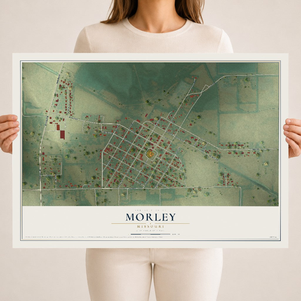 Map of Morley, Missouri, 18 x 24 inch unframed archival matte print