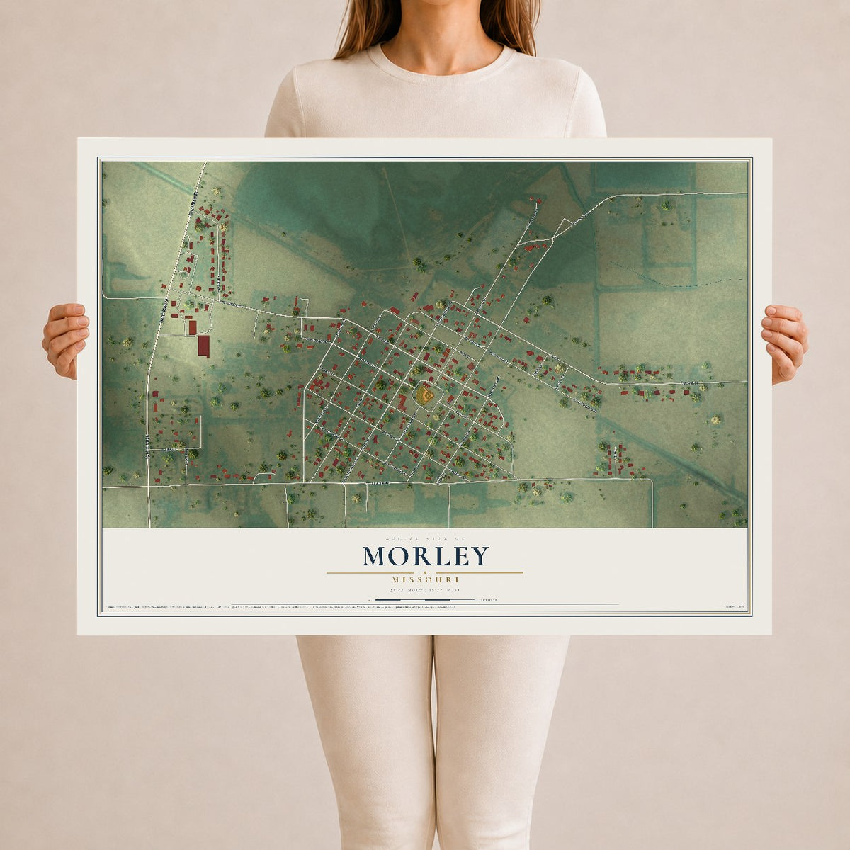 Map of Morley, Missouri, 24 x 36 inch unframed archival matte print